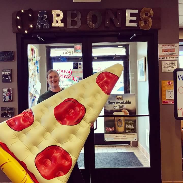 Big blowup pizza slice